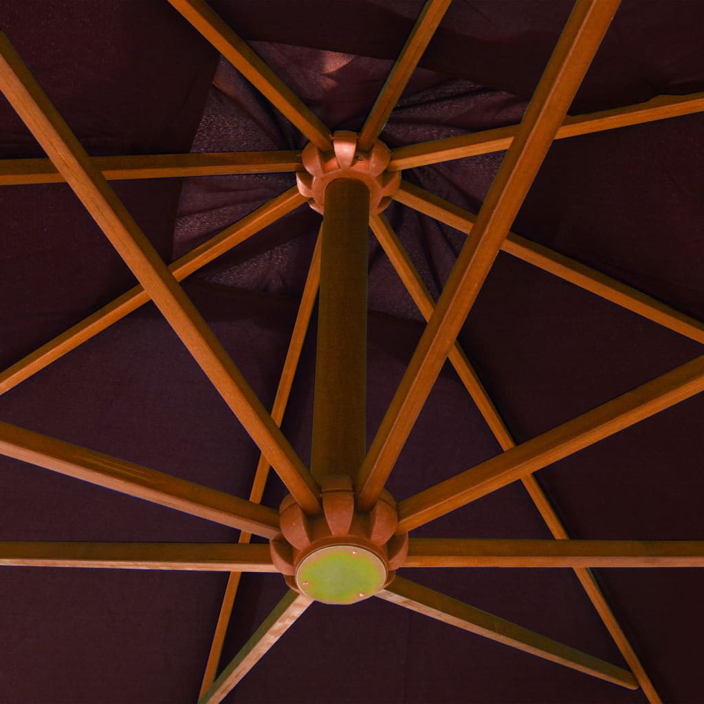 Hanging Garden Parasol with Pole Bordeaux Red 3x3 m Solid Fir Wood