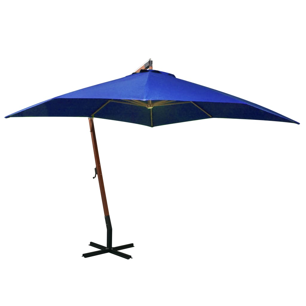 Hanging Garden Parasol | Azure Blue | Polyester, Fir Wood, Bamboo | Large