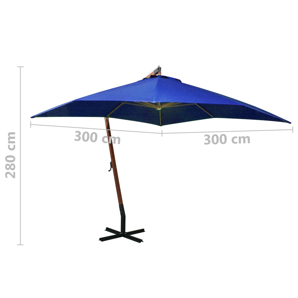 Hanging Garden Parasol | Azure Blue | Polyester, Fir Wood, Bamboo | Large