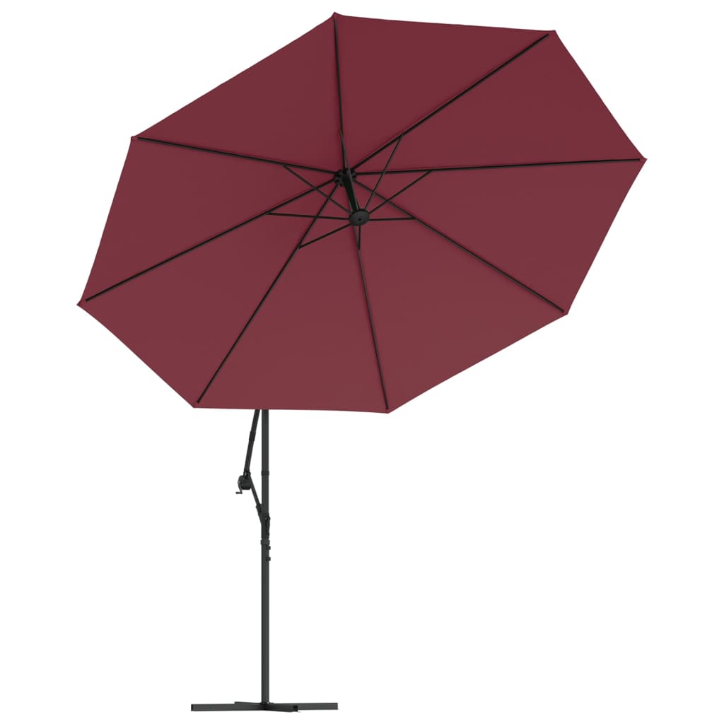 vidaXL Cantilever Garden Parasol with LED Lights Bordeaux Red 350 cm