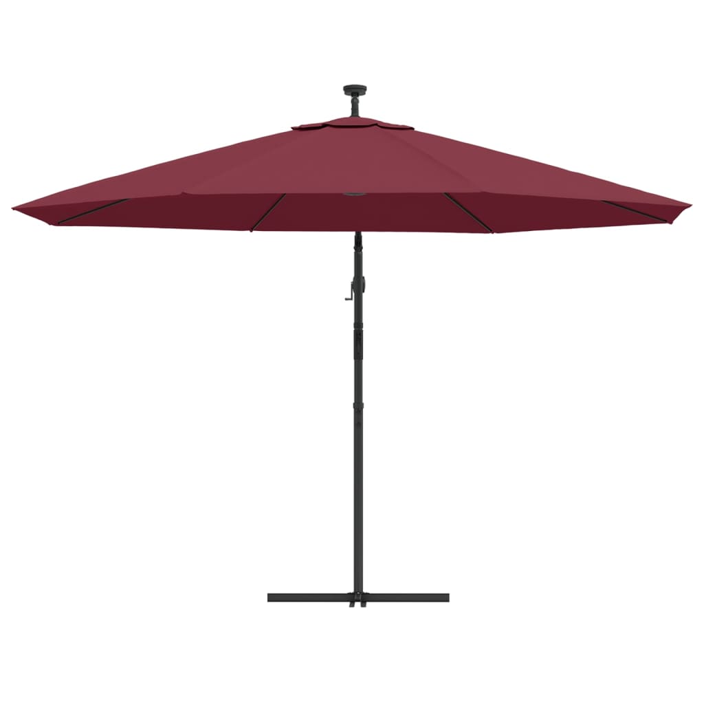 vidaXL Cantilever Garden Parasol with LED Lights Bordeaux Red 350 cm