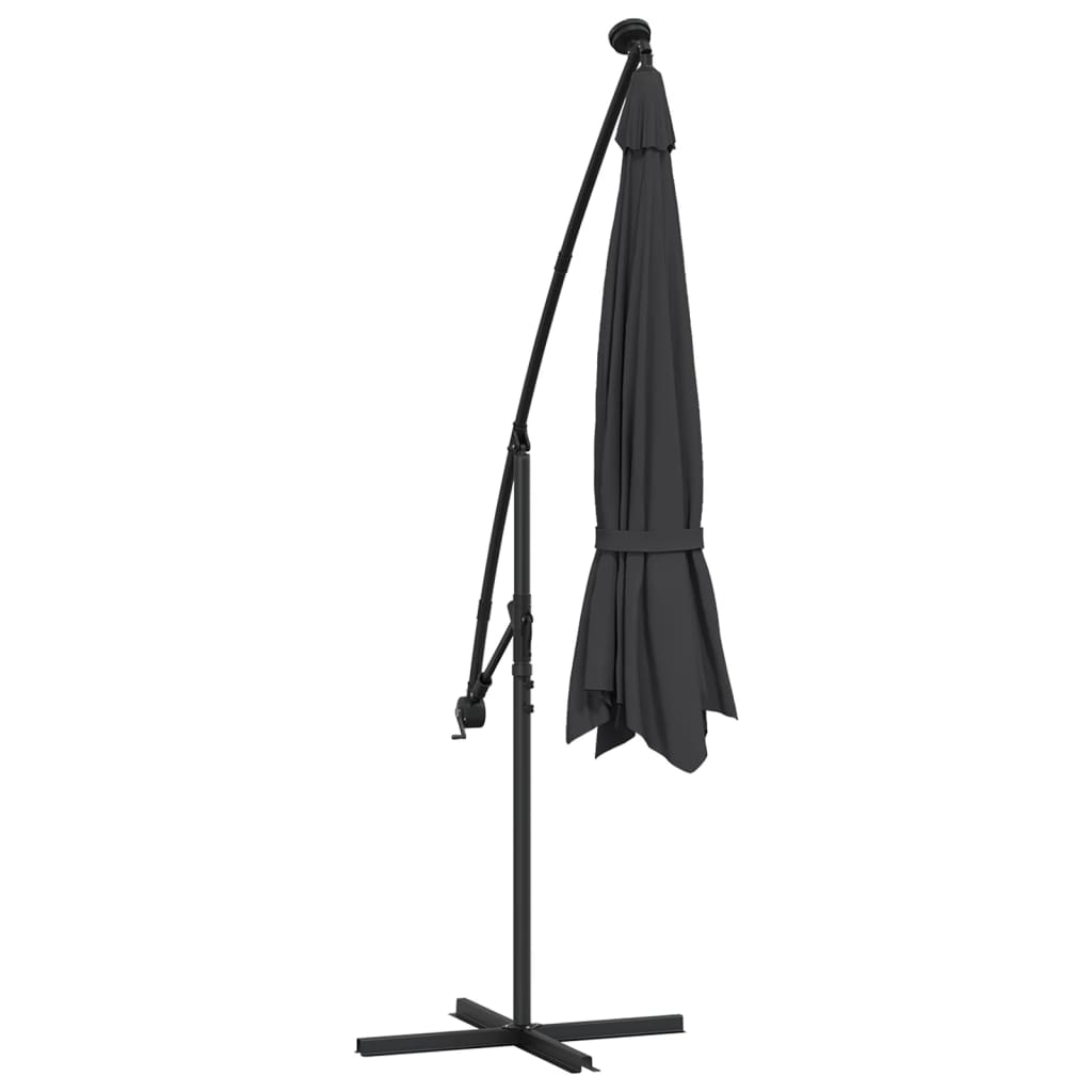 Cantilever Garden Parasol with LED Lights Black 350 cm