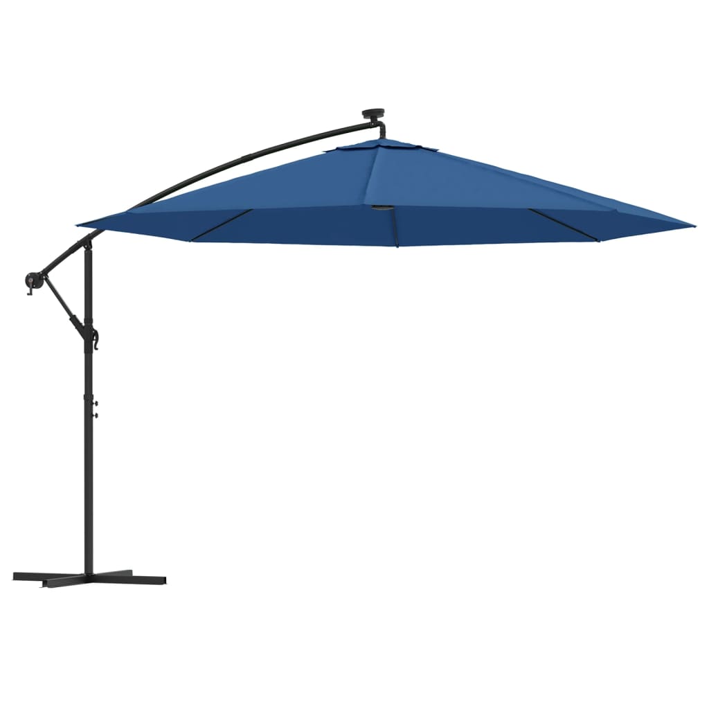 Cantilever Garden Parasol with LED Lights Azure Blue 350 cm