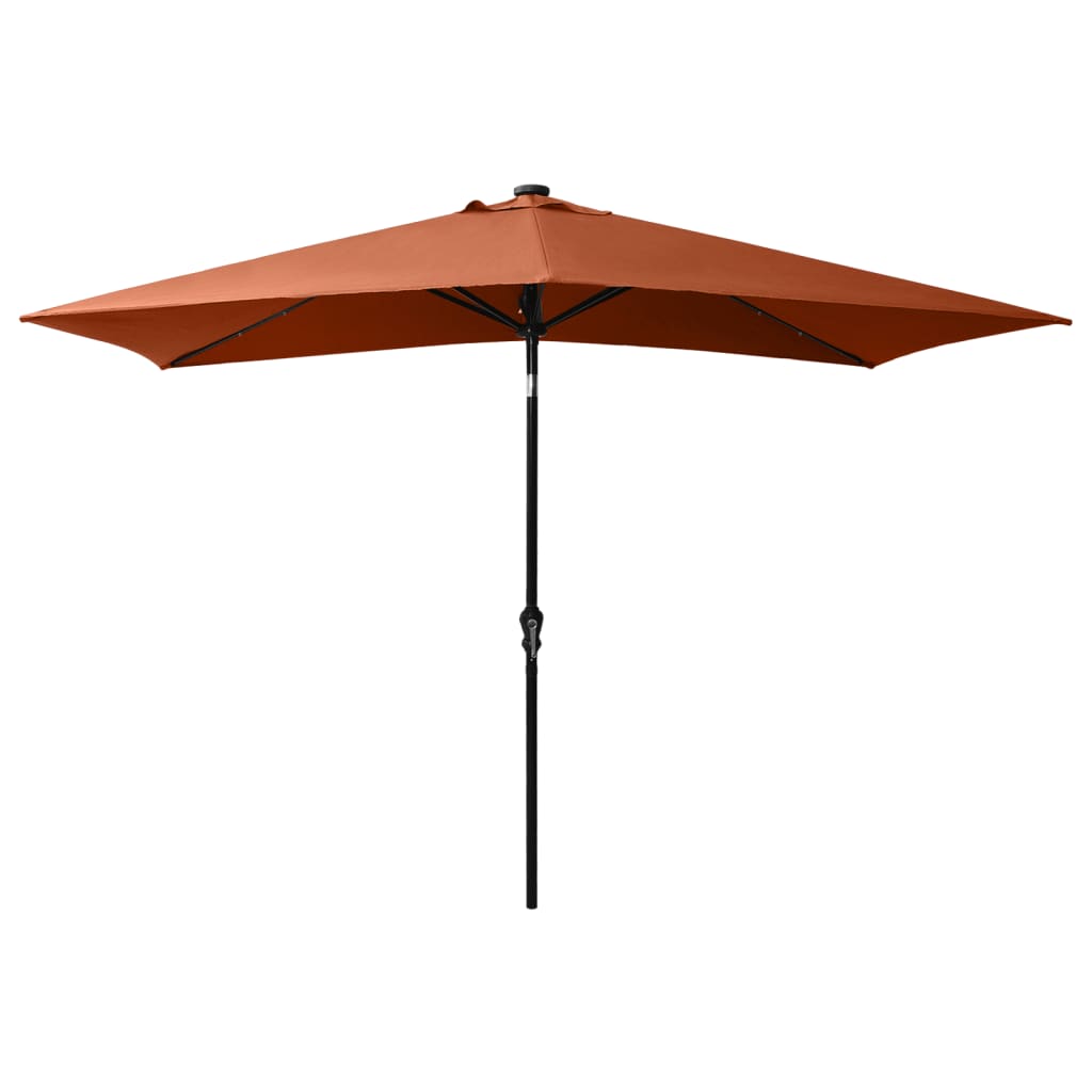 vidaXL Garden Parasol with LEDs and Steel Pole Terracotta 2x3 m