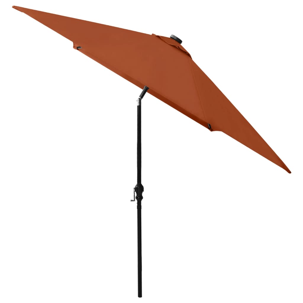 vidaXL Garden Parasol with LEDs and Steel Pole Terracotta 2x3 m