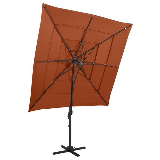 vidaXL 4-Tier Garden Parasol with Aluminium Pole Terracotta 250x250 cm