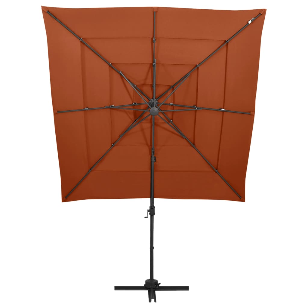 vidaXL 4-Tier Garden Parasol with Aluminium Pole Terracotta 250x250 cm