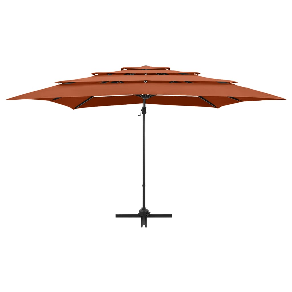 vidaXL 4-Tier Garden Parasol with Aluminium Pole Terracotta 250x250 cm