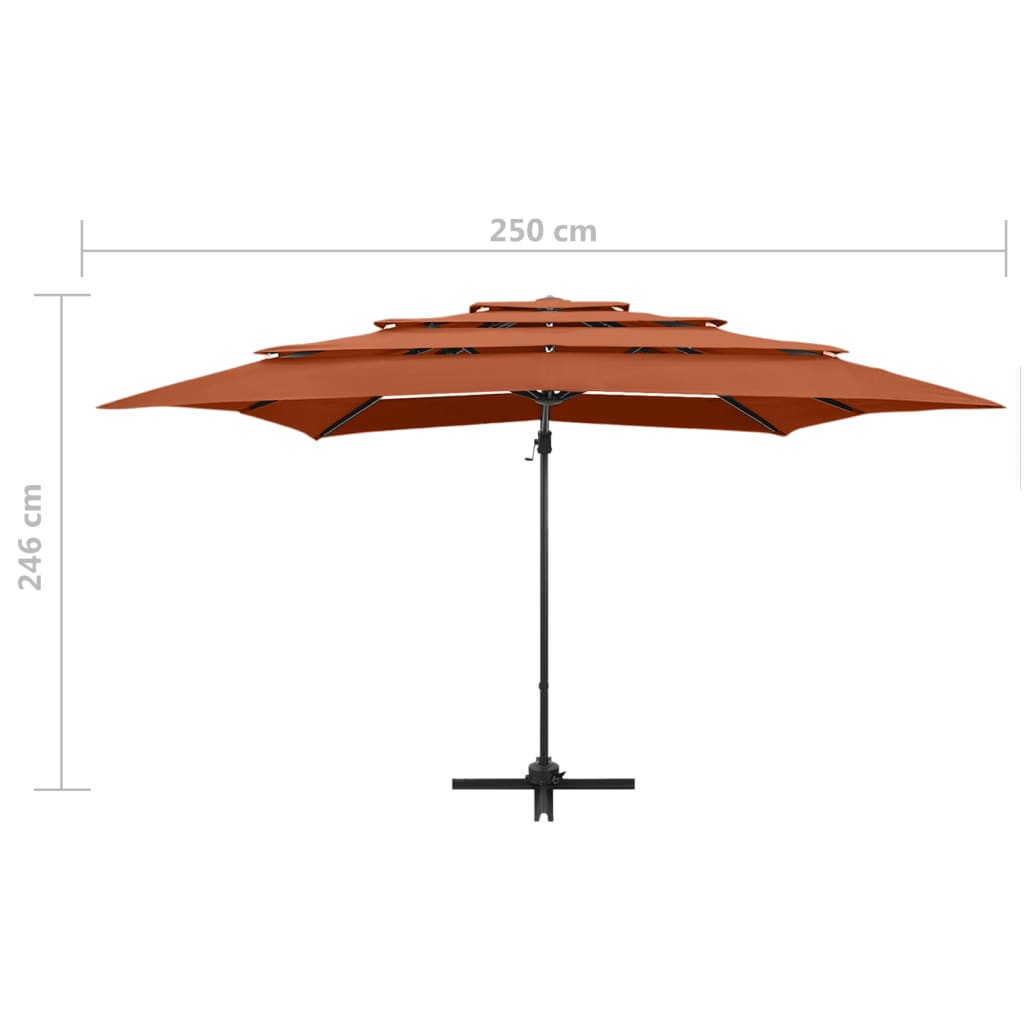 vidaXL 4-Tier Garden Parasol with Aluminium Pole Terracotta 250x250 cm