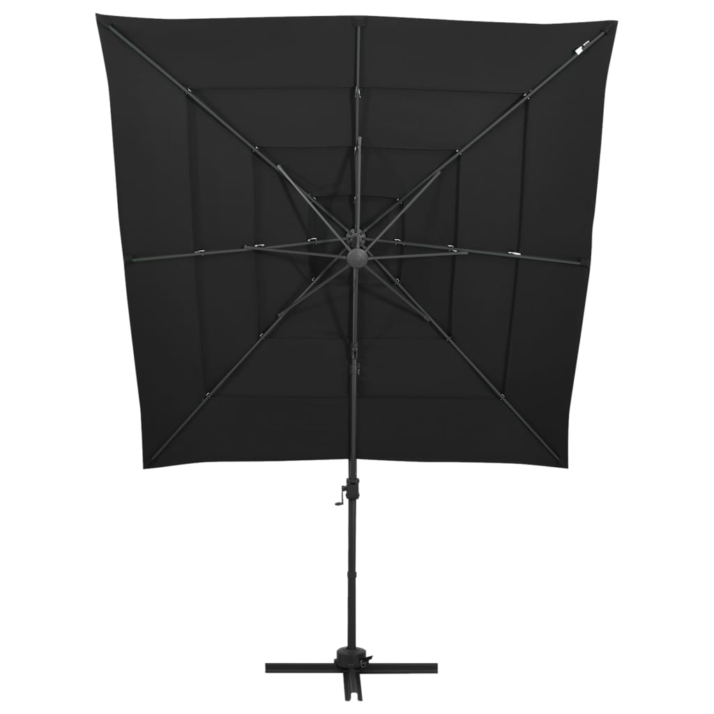 vidaXL 4-Tier Garden Parasol with Aluminium Pole Black 250x250 cm