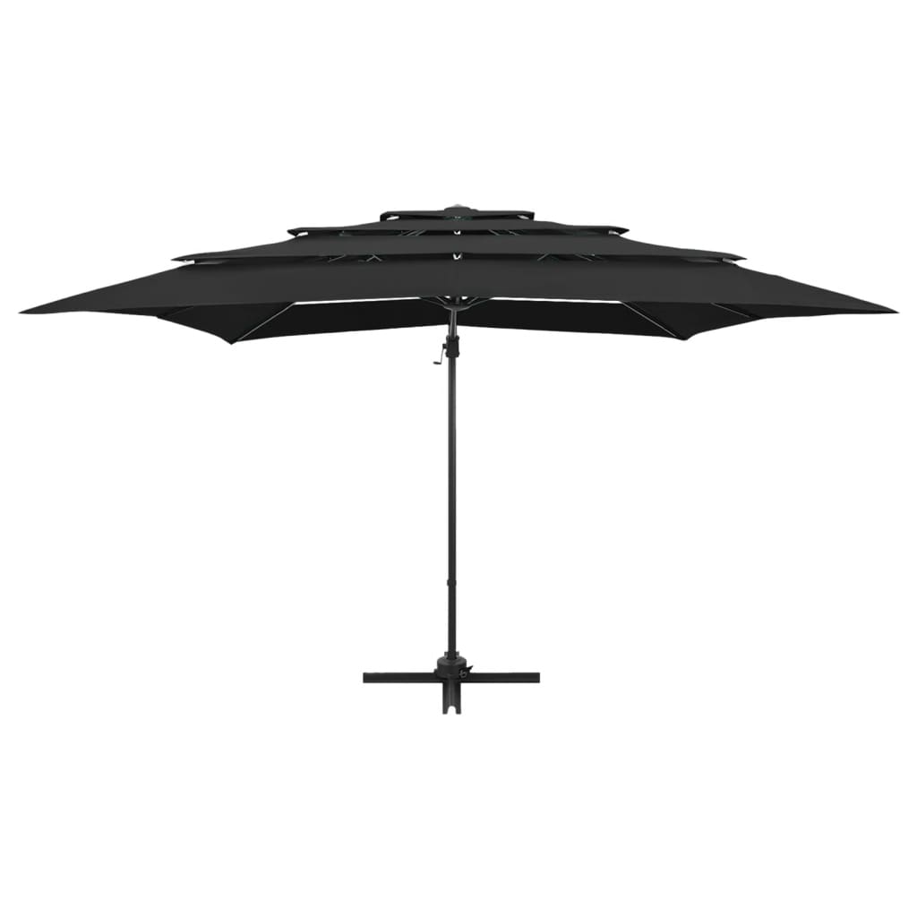 vidaXL 4-Tier Garden Parasol with Aluminium Pole Black 250x250 cm