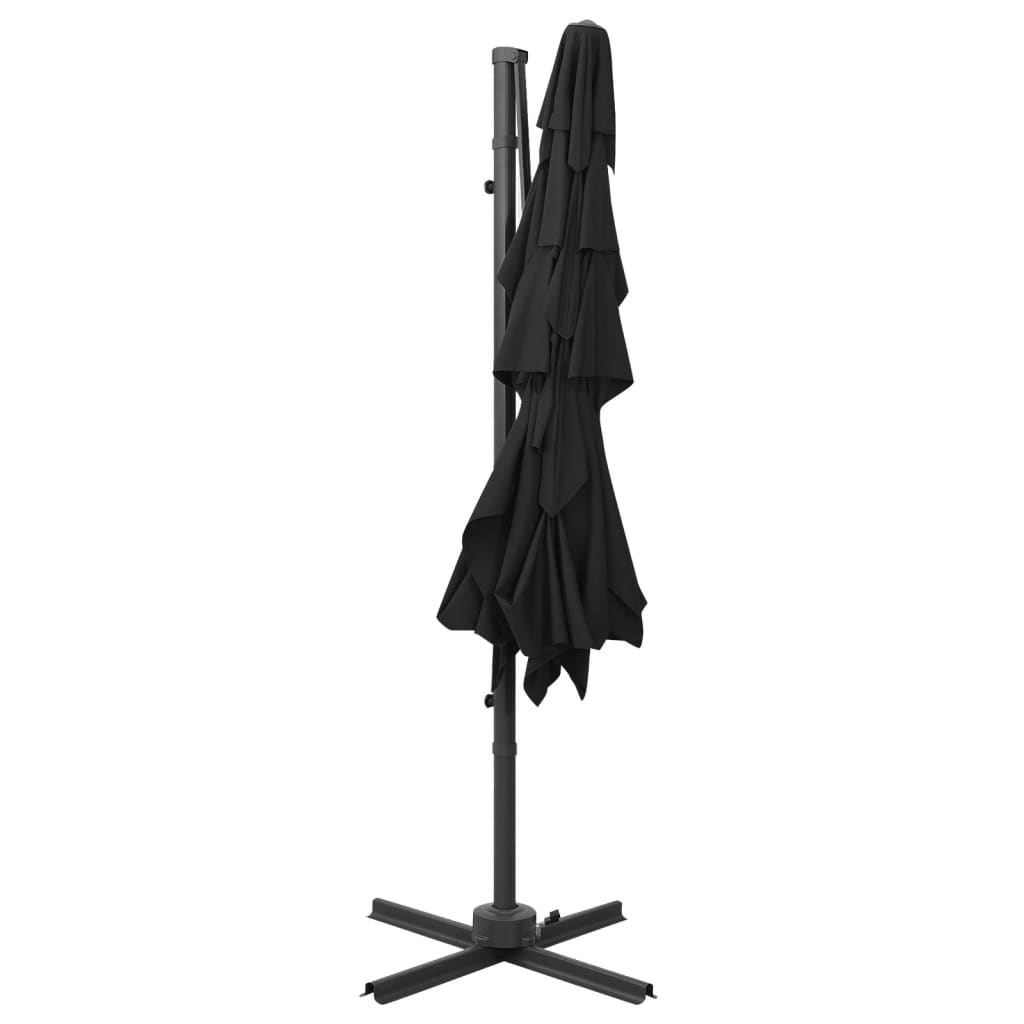 vidaXL 4-Tier Garden Parasol with Aluminium Pole Black 250x250 cm