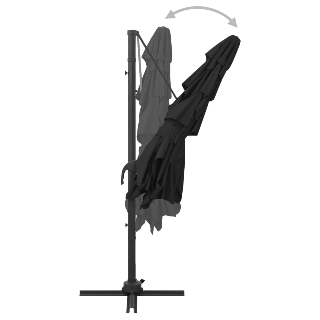 vidaXL 4-Tier Garden Parasol with Aluminium Pole Black 250x250 cm