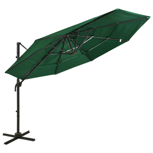 Garden Parasol | Green | Polyester | 3x3 m Large | Foldable