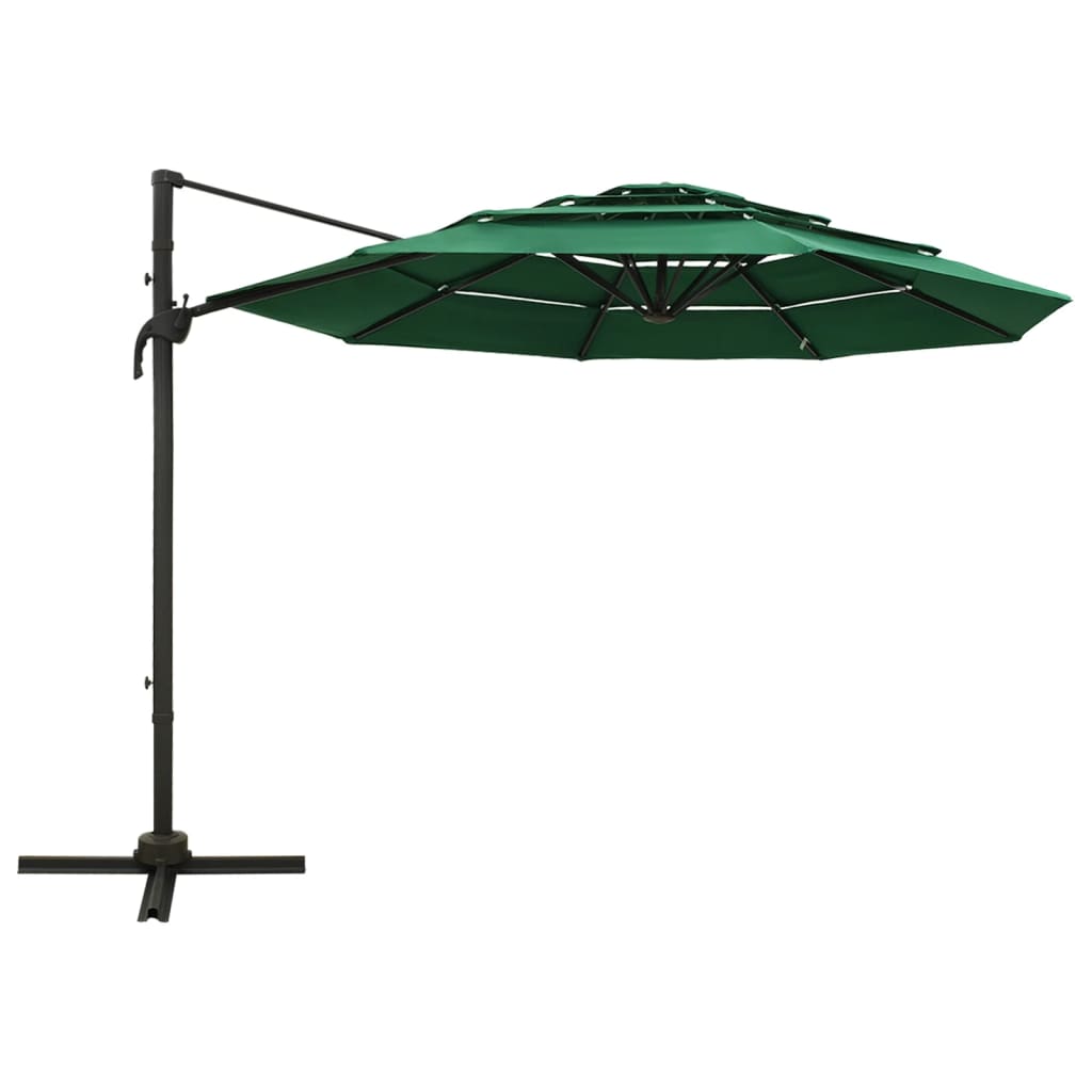 Garden Parasol | Green | Polyester | 3x3 m Large | Foldable