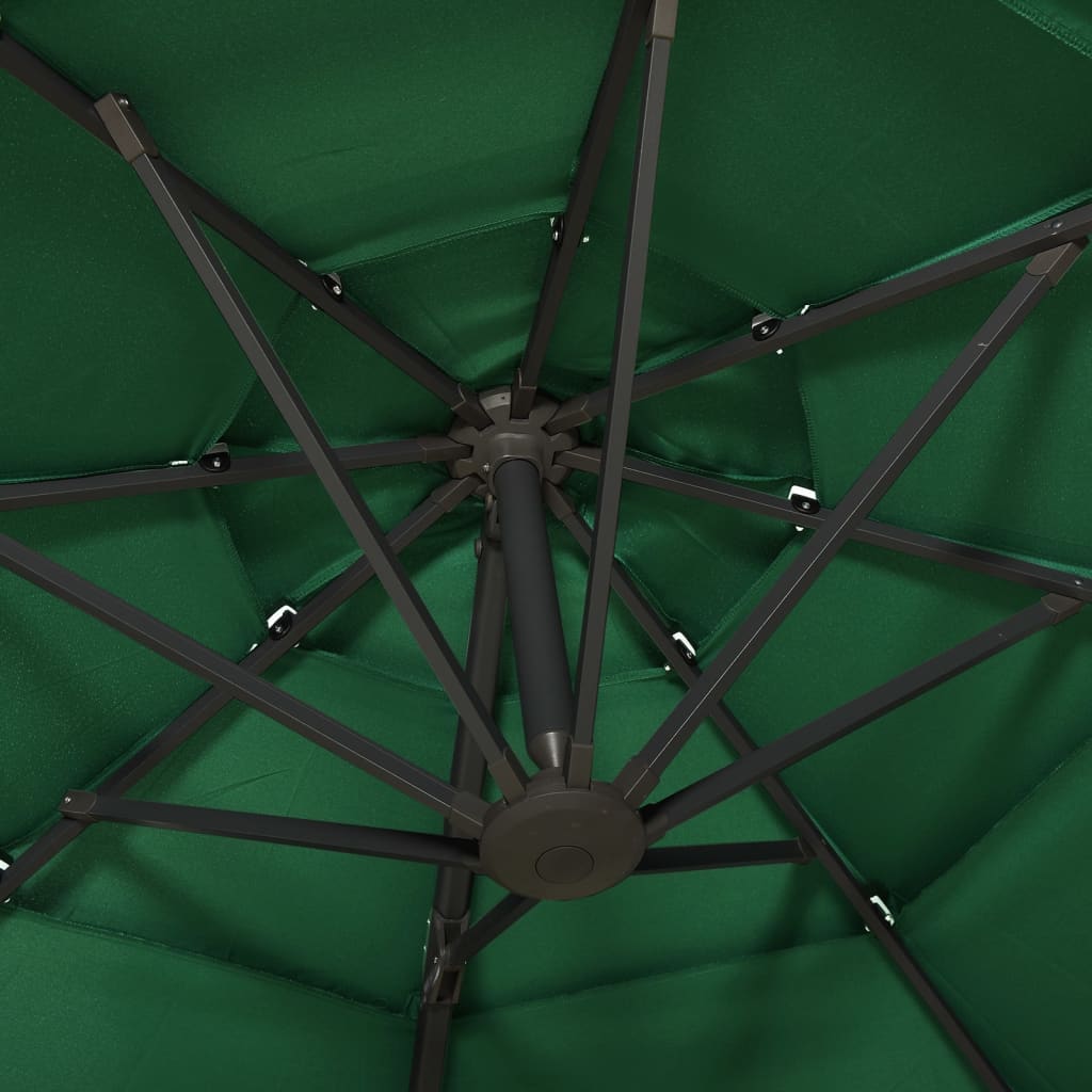 Garden Parasol | Green | Polyester | 3x3 m Large | Foldable