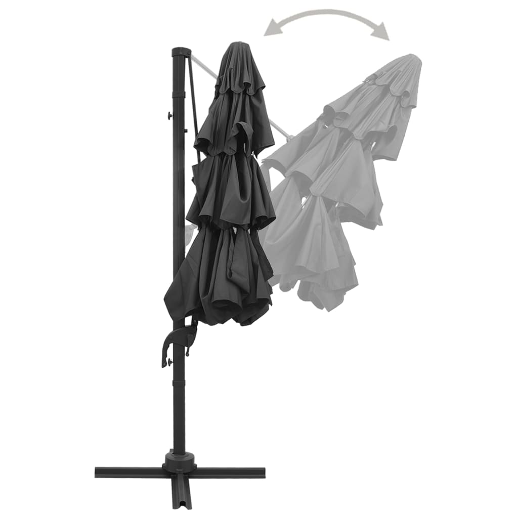 Garden Parasol | Anthracite | Polyester, Powder-Coated Aluminium | 3x3 m