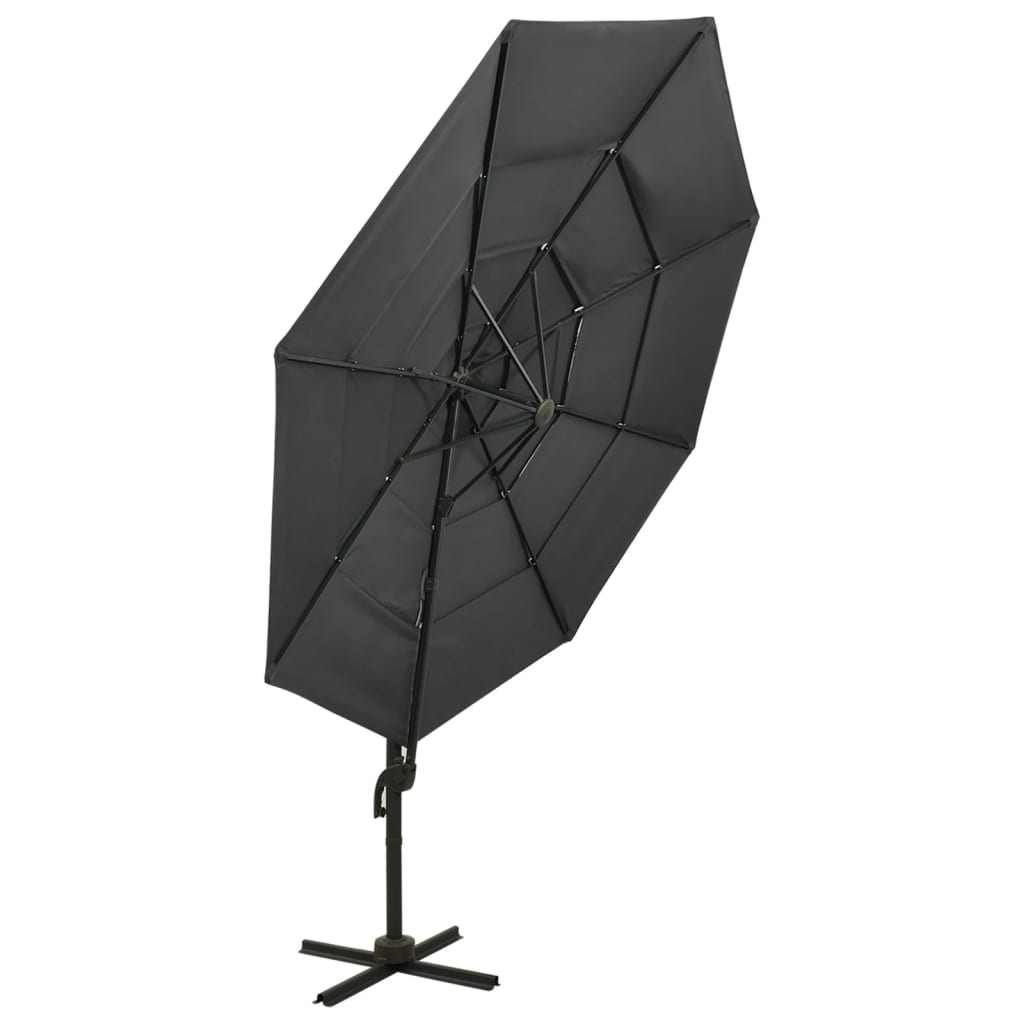 Garden Parasol | Anthracite | Polyester, Powder-Coated Aluminium | 3x3 m