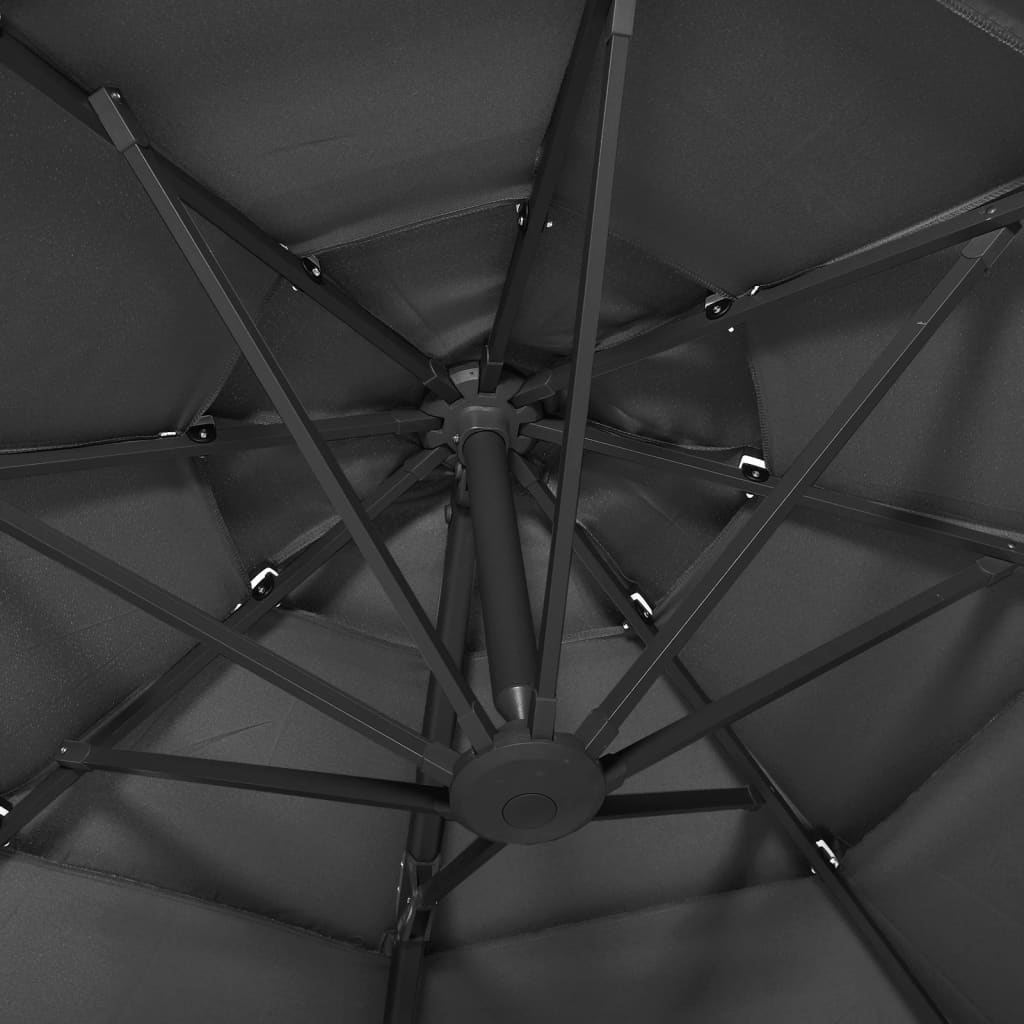 Garden Parasol | Anthracite | Polyester, Powder-Coated Aluminium | 3x3 m