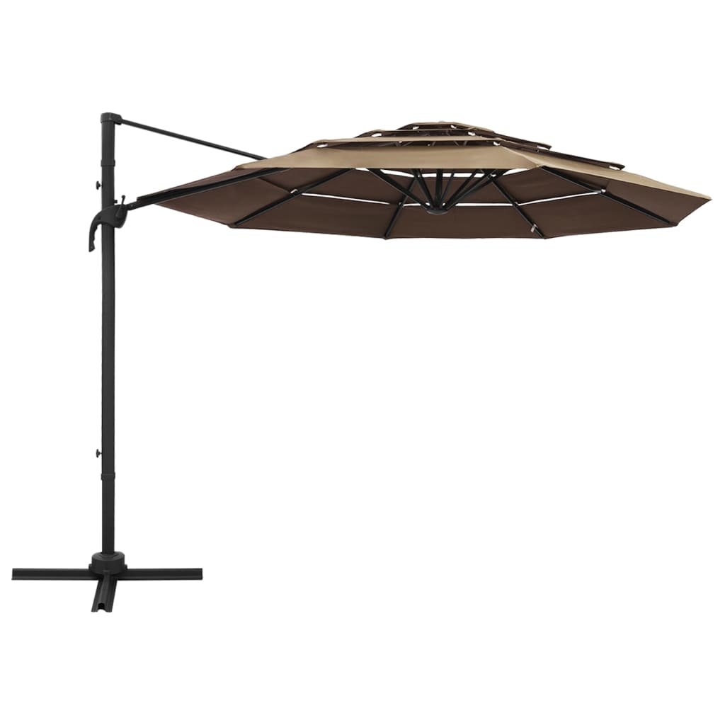 Garden Parasol | Taupe | Polyester, Powder-Coated Aluminium | 3x3 metres