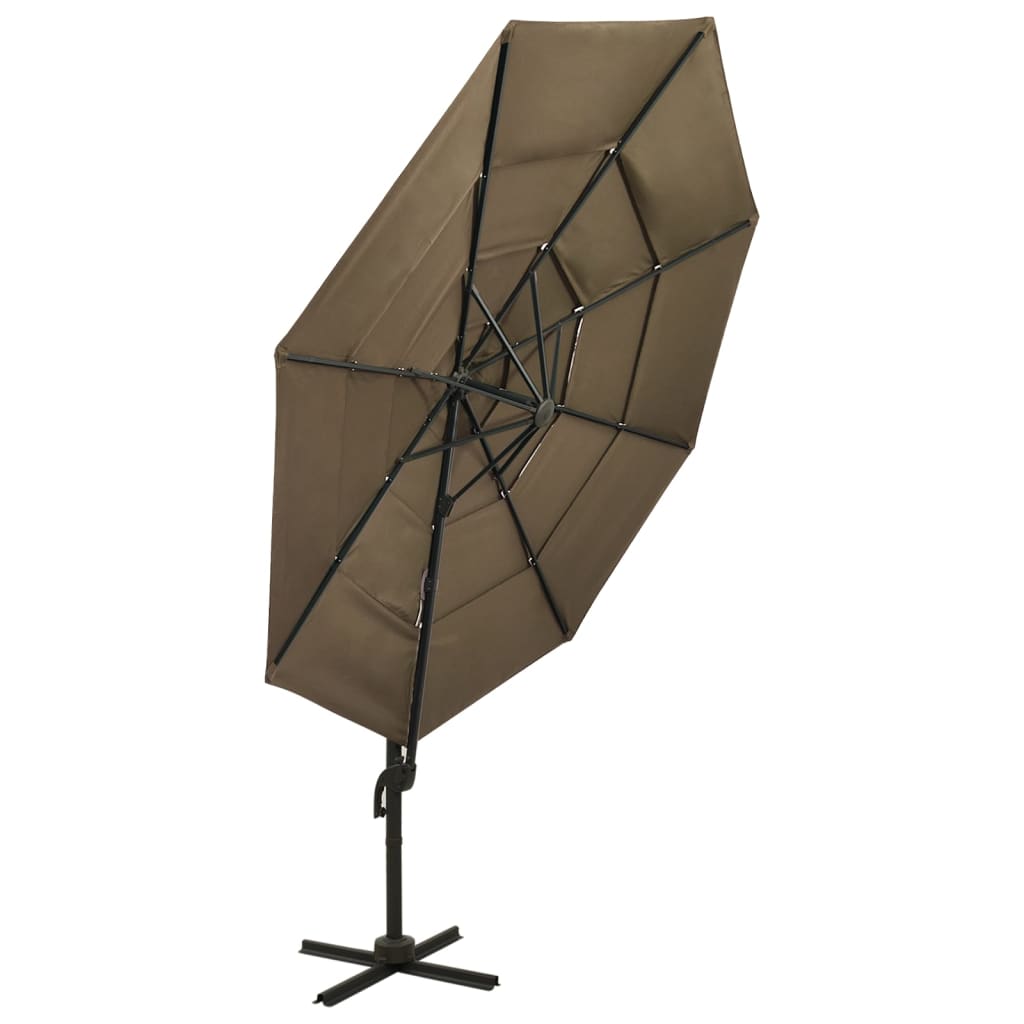 Garden Parasol | Taupe | Polyester, Powder-Coated Aluminium | 3x3 metres