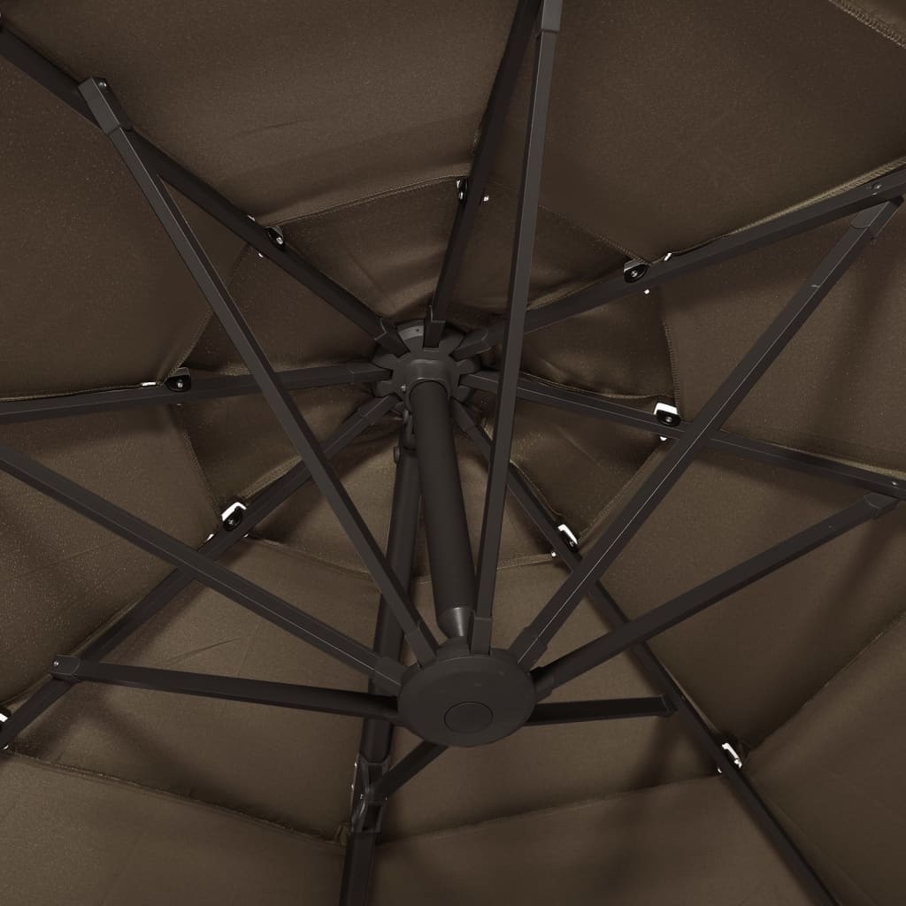 Garden Parasol | Taupe | Polyester, Powder-Coated Aluminium | 3x3 metres