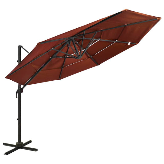 Garden Parasol | Terracotta | Polyester, Powder-Coated Aluminium | Large