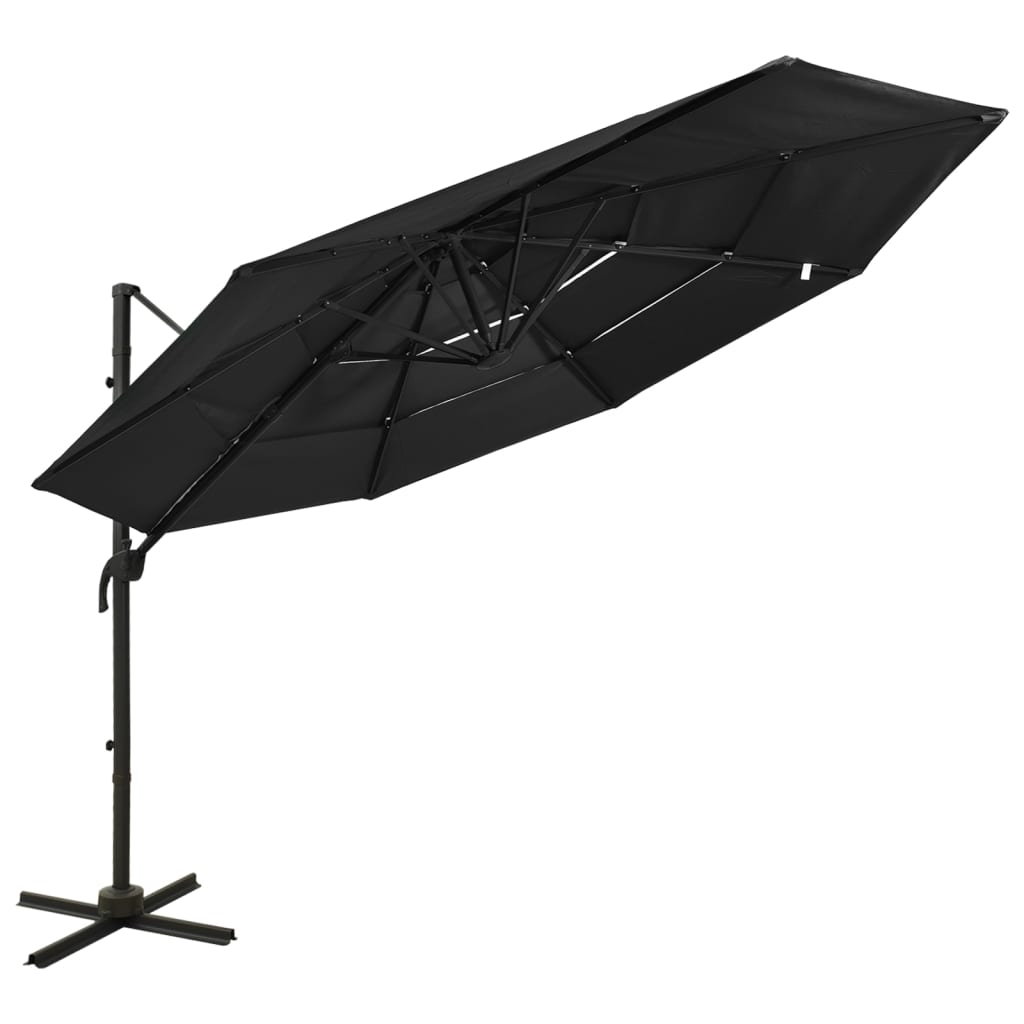 Garden Parasol | Black | Polyester | 3x3 meters | Foldable