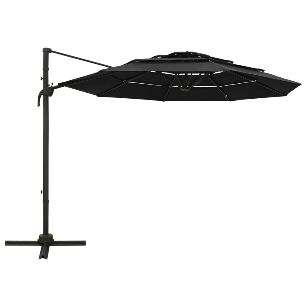 Garden Parasol | Black | Polyester | 3x3 meters | Foldable