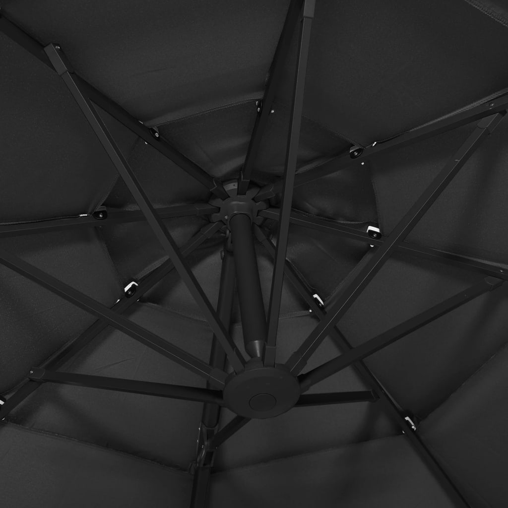 Garden Parasol | Black | Polyester | 3x3 meters | Foldable
