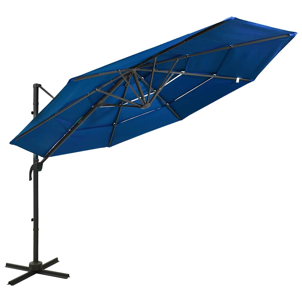 Parasol | Azure Blue | Polyester | 3x3 m | Tiltable | Garden Parasol