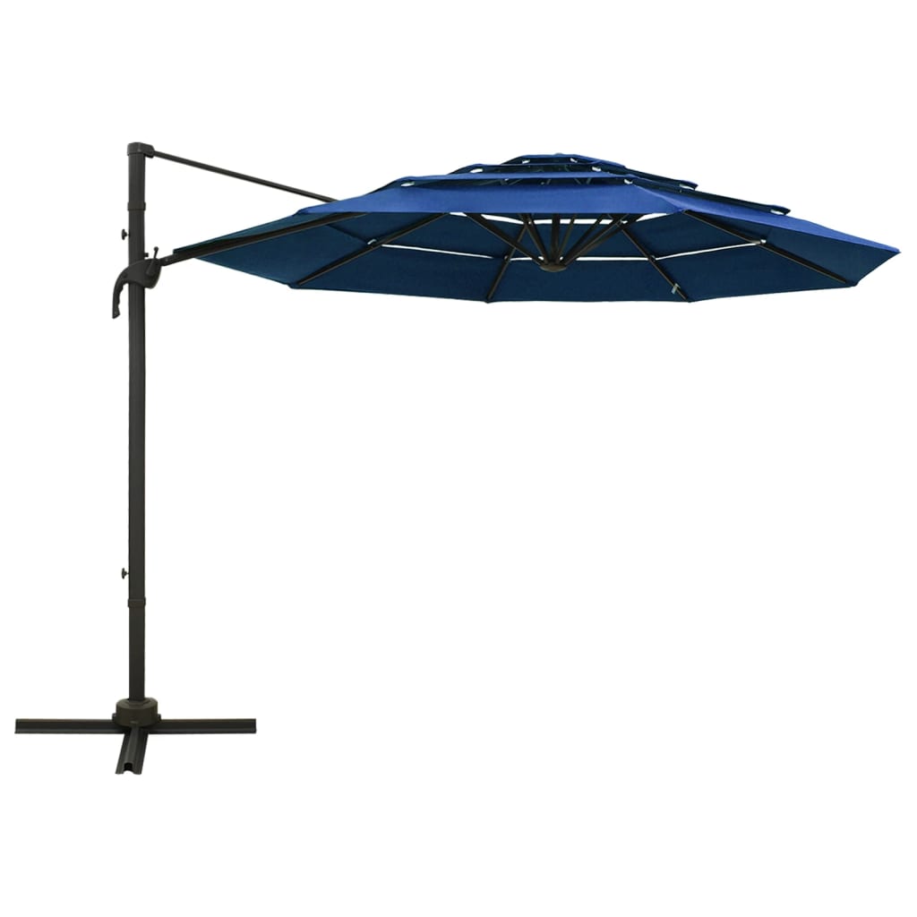 vidaXL 4-Tier Garden Parasol with Aluminium Pole Azure Blue 3x3 m