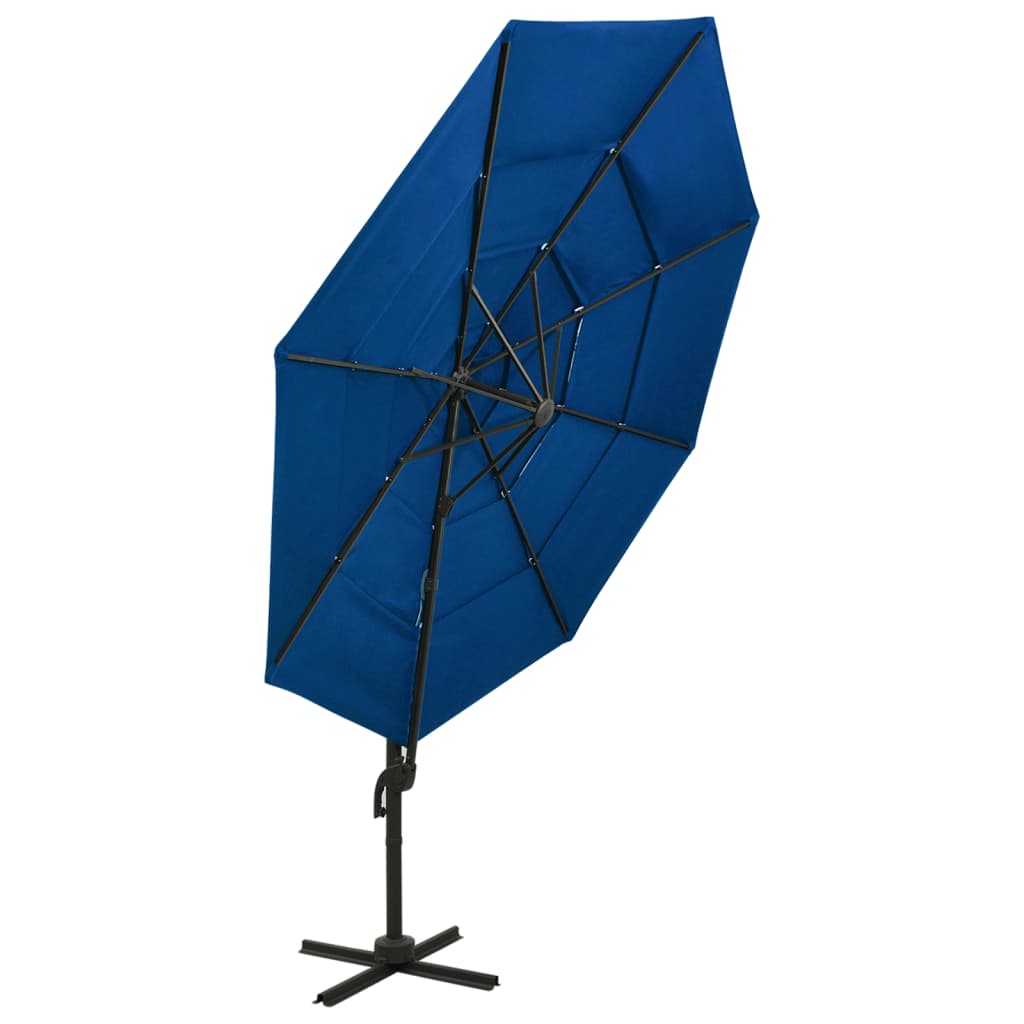 vidaXL 4-Tier Garden Parasol with Aluminium Pole Azure Blue 3x3 m