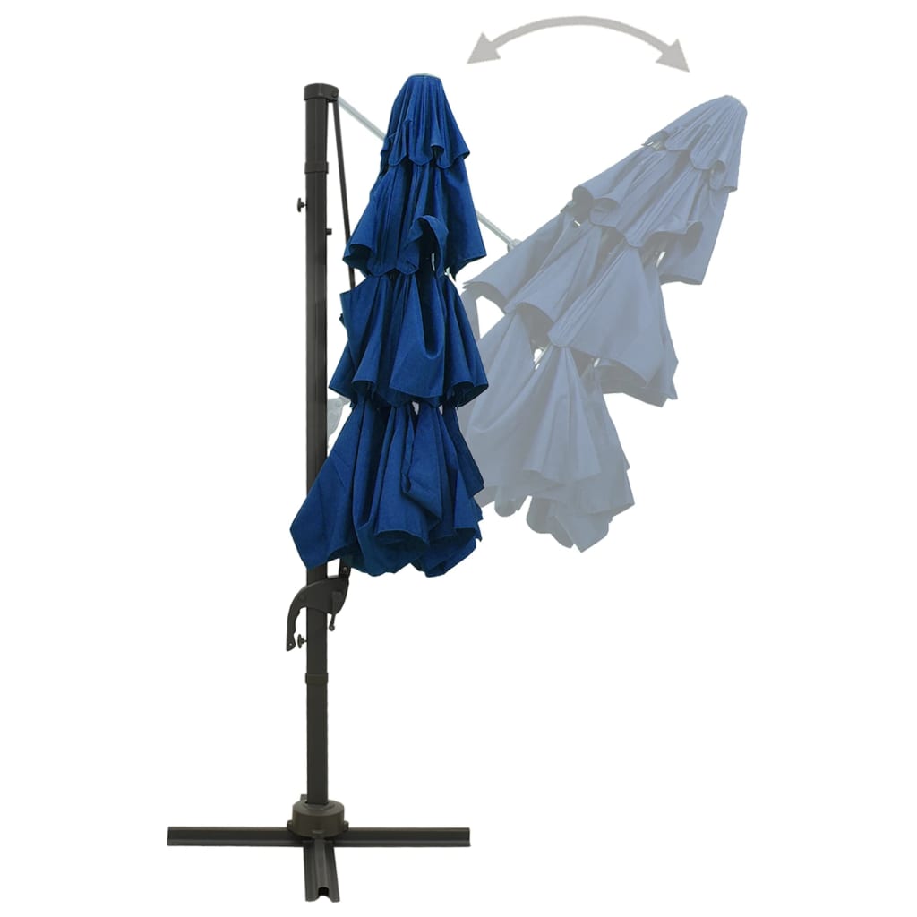 vidaXL 4-Tier Garden Parasol with Aluminium Pole Azure Blue 3x3 m