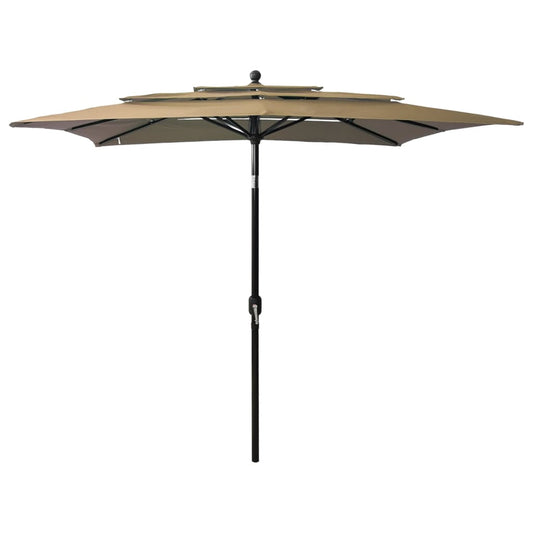 vidaXL 3-Tier Garden Parasol with Aluminium Pole Taupe 2.5x2.5 m