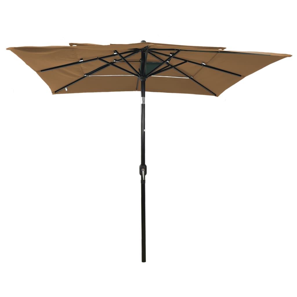 vidaXL 3-Tier Garden Parasol with Aluminium Pole Taupe 2.5x2.5 m