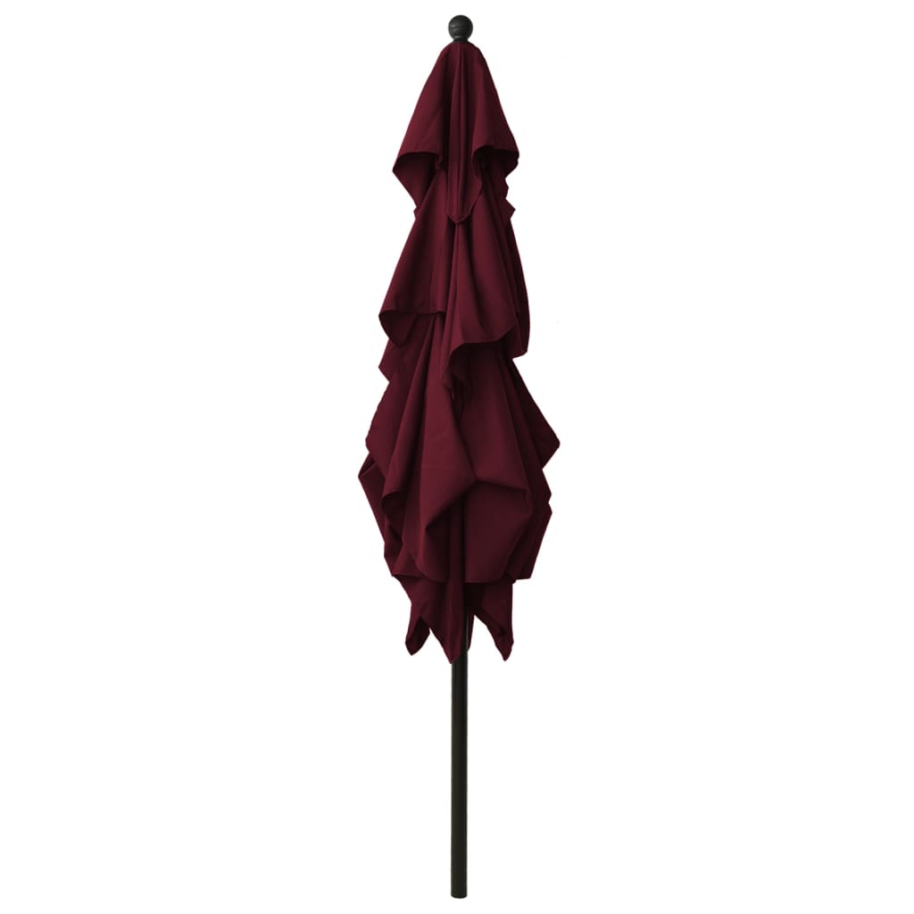 vidaXL 3-Tier Garden Parasol with Aluminium Pole Bordeaux Red 2.5x2.5 m