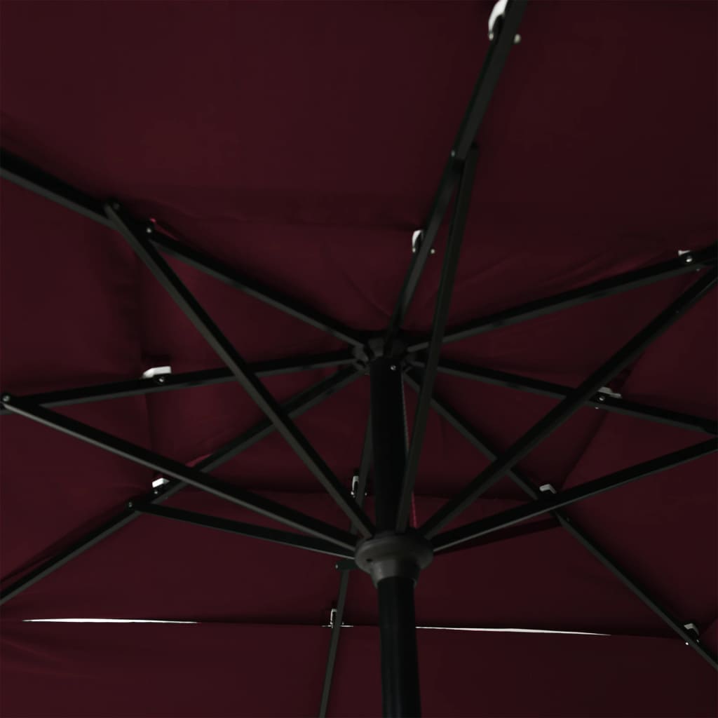 vidaXL 3-Tier Garden Parasol with Aluminium Pole Bordeaux Red 2.5x2.5 m