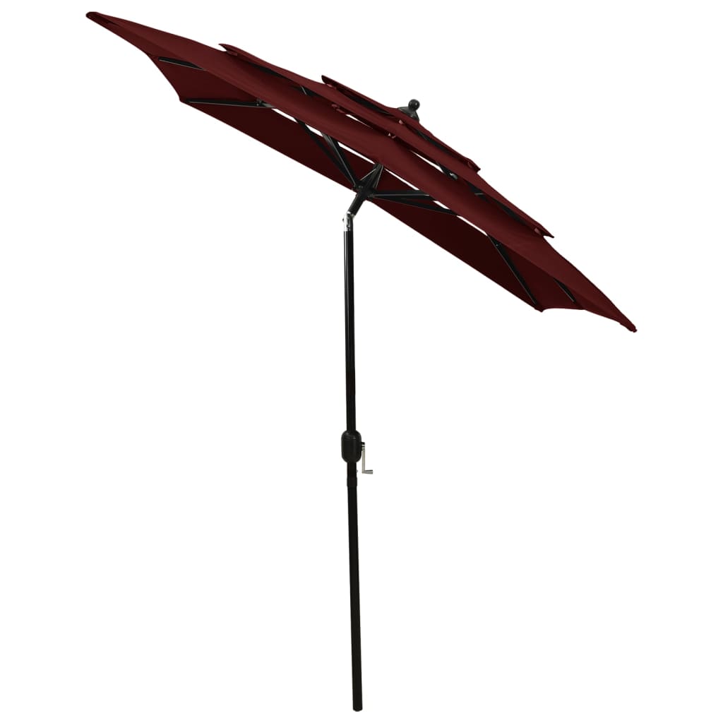 vidaXL 3-Tier Garden Parasol with Aluminium Pole Bordeaux Red 2x2 m