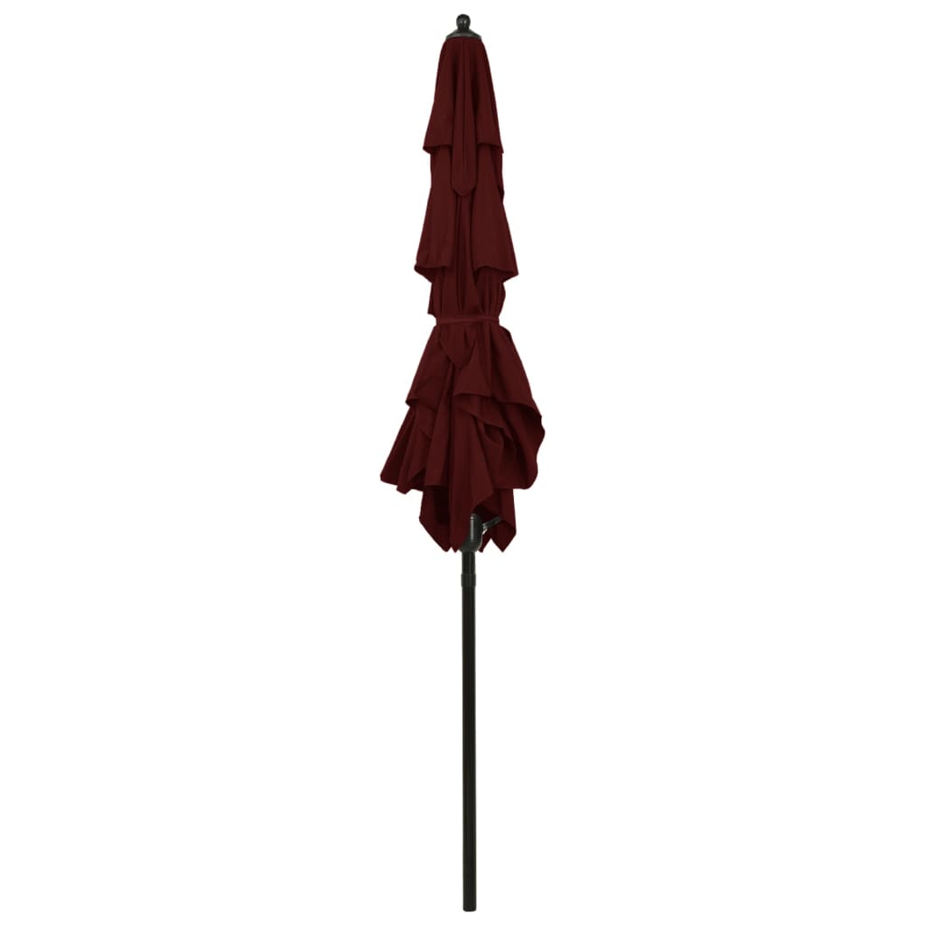 vidaXL 3-Tier Garden Parasol with Aluminium Pole Bordeaux Red 2x2 m