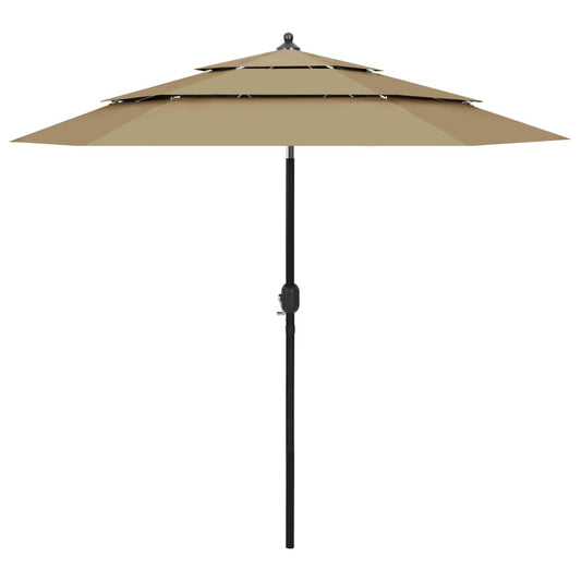 vidaXL 3-Tier Garden Parasol with Aluminium Pole Taupe 2.5 m