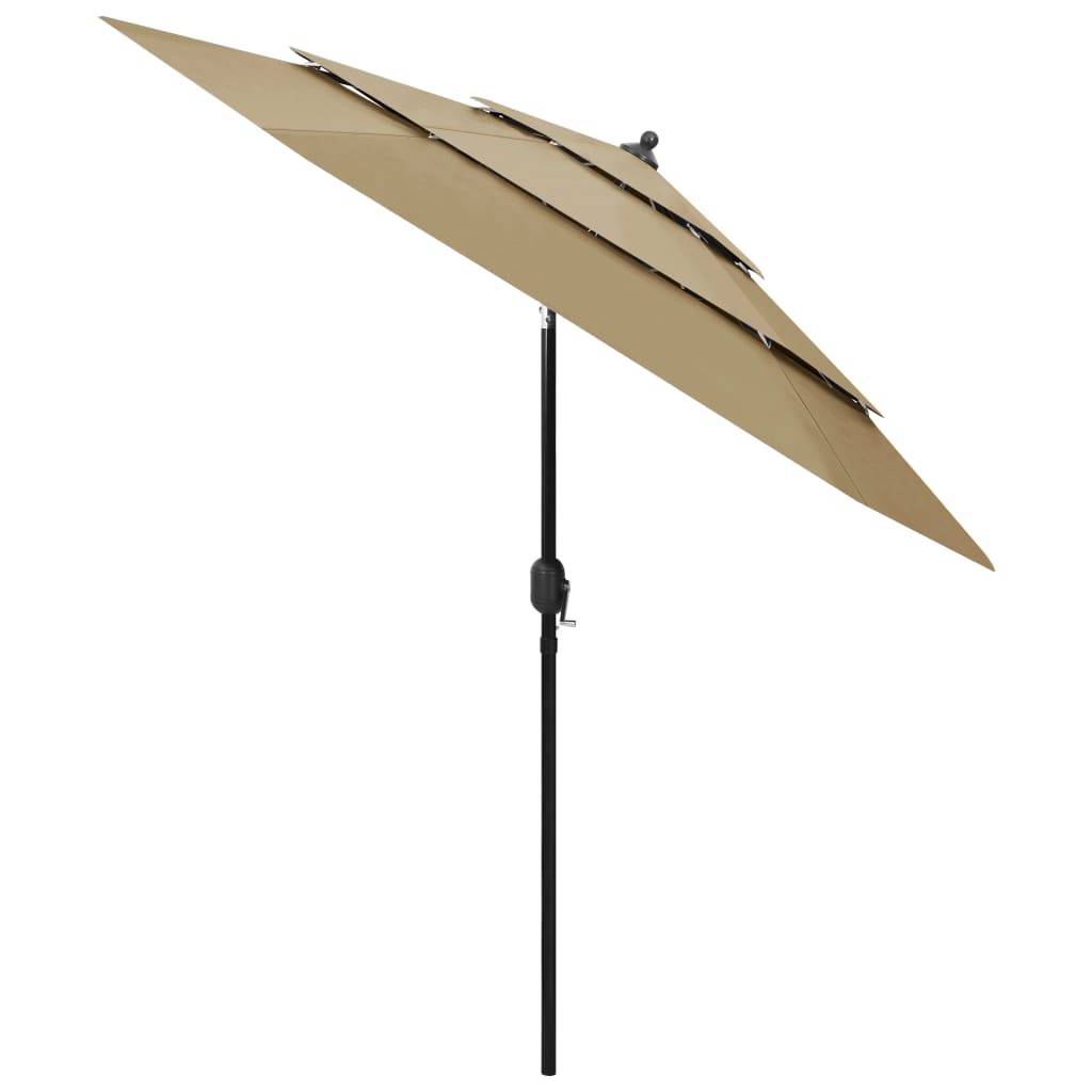 vidaXL 3-Tier Garden Parasol with Aluminium Pole Taupe 2.5 m