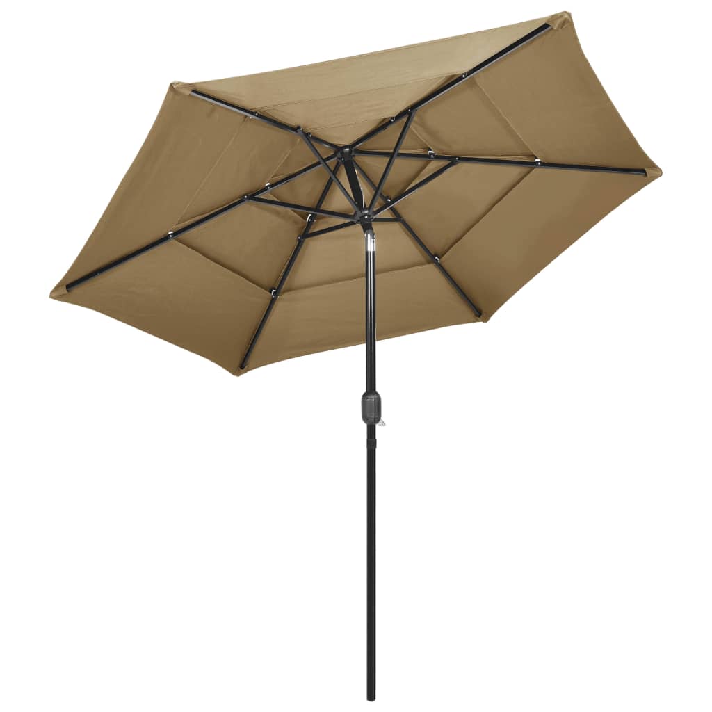 vidaXL 3-Tier Garden Parasol with Aluminium Pole Taupe 2.5 m