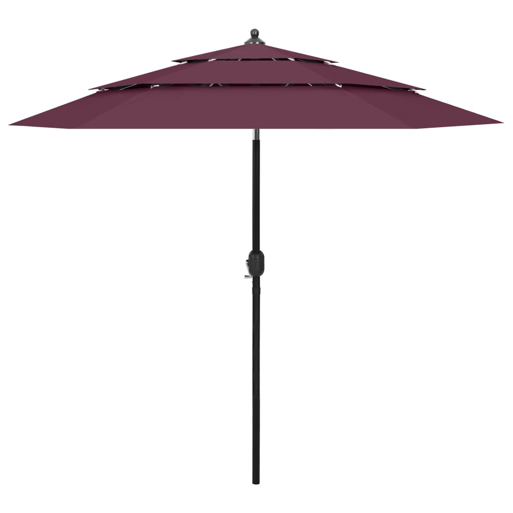 vidaXL 3-Tier Garden Parasol with Aluminium Pole Bordeaux Red 2.5 m