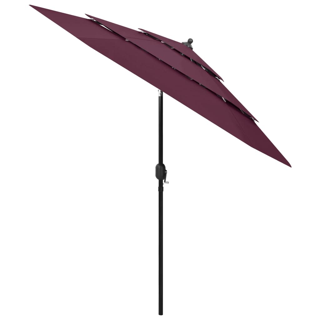 vidaXL 3-Tier Garden Parasol with Aluminium Pole Bordeaux Red 2.5 m