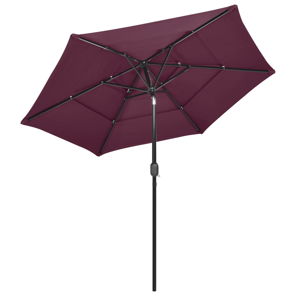 vidaXL 3-Tier Garden Parasol with Aluminium Pole Bordeaux Red 2.5 m