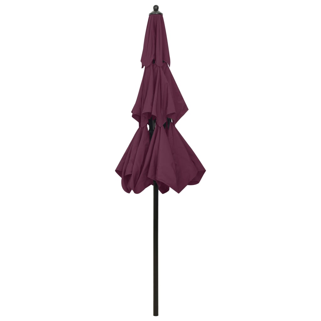 vidaXL 3-Tier Garden Parasol with Aluminium Pole Bordeaux Red 2.5 m