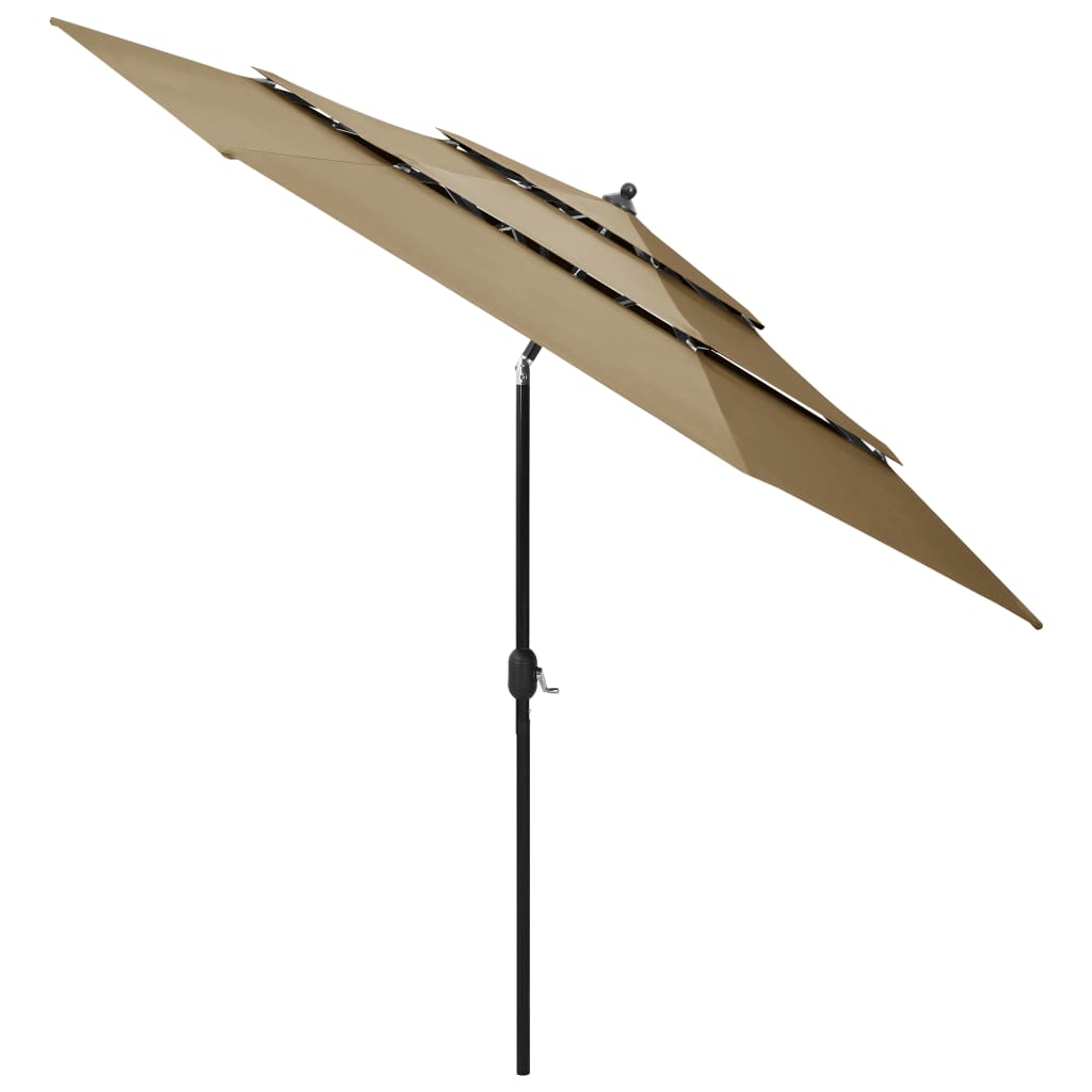 vidaXL 3-Tier Garden Parasol with Aluminium Pole Taupe 3 m