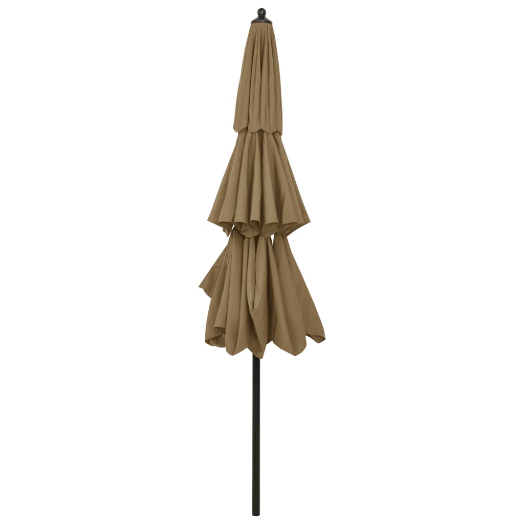 vidaXL 3-Tier Garden Parasol with Aluminium Pole Taupe 3 m