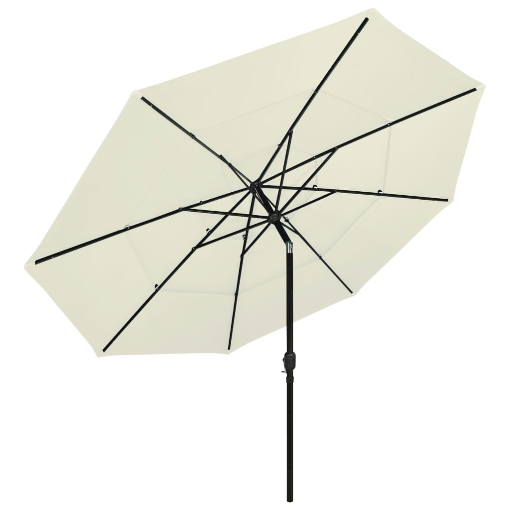 vidaXL 3-Tier Garden Parasol with Aluminium Pole Sand 3.5 m